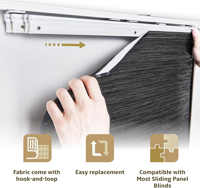 Replacement Fabric Panels for Sliding Glass Door (4-Pack, 23"x96"), Fabric Only, Natural Woven Blind Slats, Trimmable, Sheer, Track & Bottom Rail Not Included,Coastal Sand