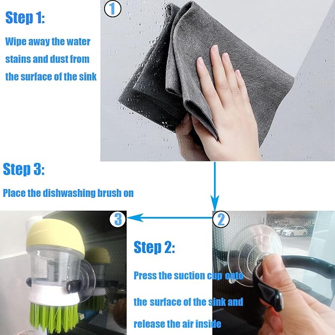 Soap Dispensing Palm Brush Holder for Kitchen Brush Dish Brush with Soap Dispenser Pot with a Traceless Suction Cup (Open Brush Holder)