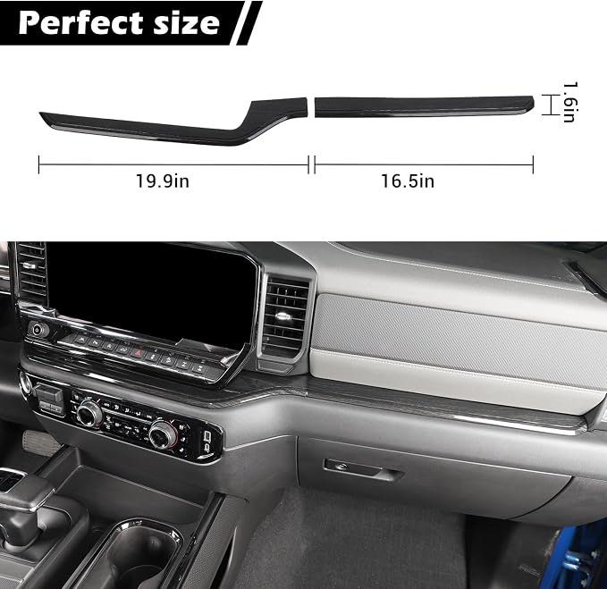 RT-TCZ for Silverado Dashboard Panel Trim Compatible with Chevy Silverado 2022 2023 Black Wood Grain Interior Accessories 2pcs