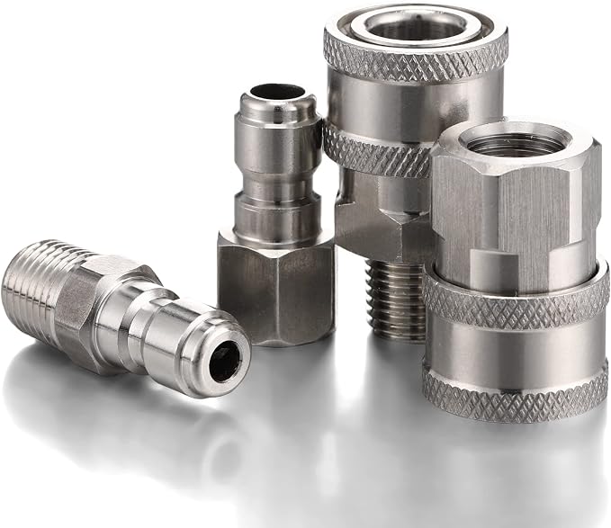 4 Sets NPT 1/4 Inch Pressure Washer Coupler Quick Connect Plug Male Female 1/4 Quick Connect Fittings Pressure Washer Adapters Accessories(Internal Thread, External Thread)