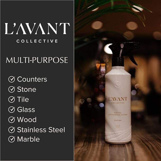 L'AVANT Collective Luxury Multipurpose Surface Cleaner | All Purpose Cleaning Spray, Plant-Based & Non-Toxic, EPA Safer Choice, Refillable recycled plastic bottle | 16 Fl Oz | Fresh Linen