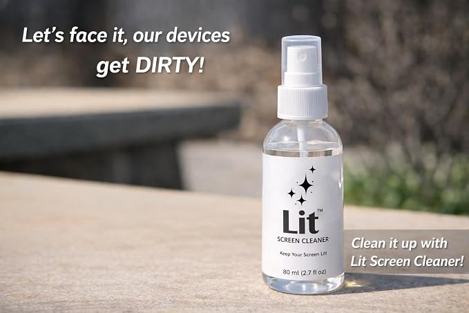 Spray Kit (80 mL) + Microfiber Cloth — for Phone, iPad, Tablet, Laptop, Monitor, TV, Camera Lenses & Eyeglasses — Streak-Free, Alcohol-Free & Ammonia-Free, Travel Size