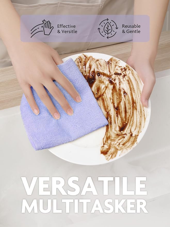 Fantasticlean Microfiber Cleaning Cloth Rolls - 150 Sheets (Pink, Lavender) | 12'' by 12'', Super Absorbent, Lint-free, Tear-away Microfiber Towel Roll, for All-Purpose Cleaning