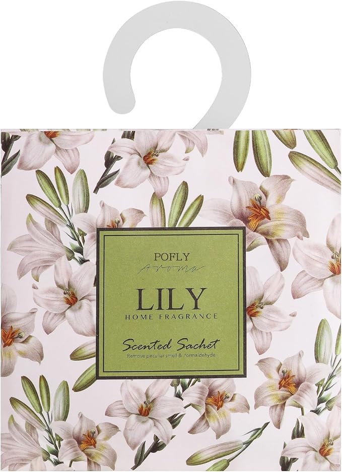 12 Pack Lily Scented Sachets, Air Freshener for Home & Small Spaces | Hanging Sachet Bags with Retractable Hook; Closet Deodorizer & Odor Eliminator for Drawers, Shoe Cabinets, Cars & Luggage