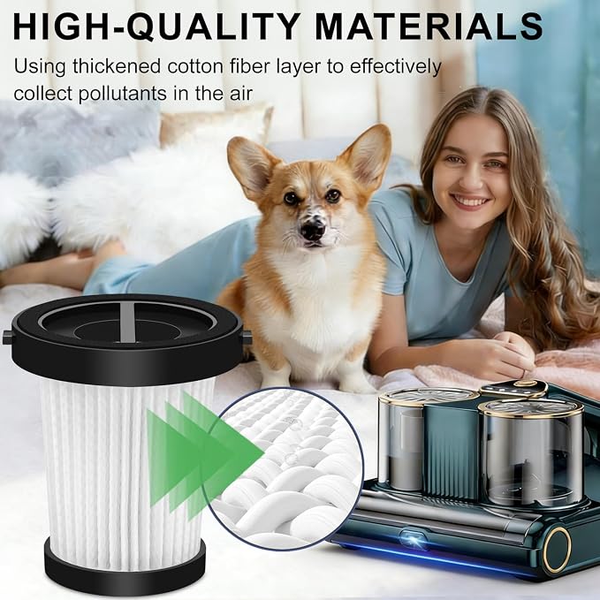 Replacement Filter Compatible with CFBF LW-P1018 Mattress Vacuum Cleaner | 4 Pack High-Efficiency Dust Removal‌ Washable and Reusable Bed Vacuum Cleaner HEPA Filter