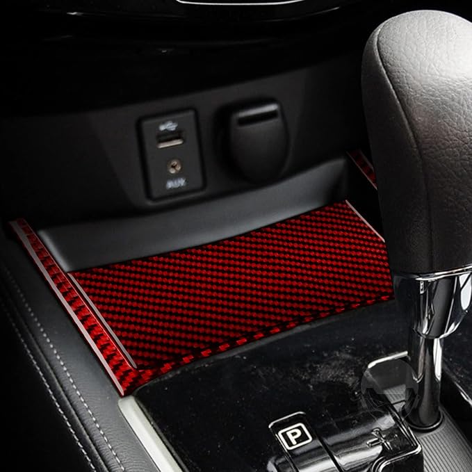 Red Real Carbon Fiber Trim for Nissan Rogue Accessories | for 2014-2020 / Rogue Sport 2017-2022 Storage Box Cover Sticker Interior Thick Overlay Decal