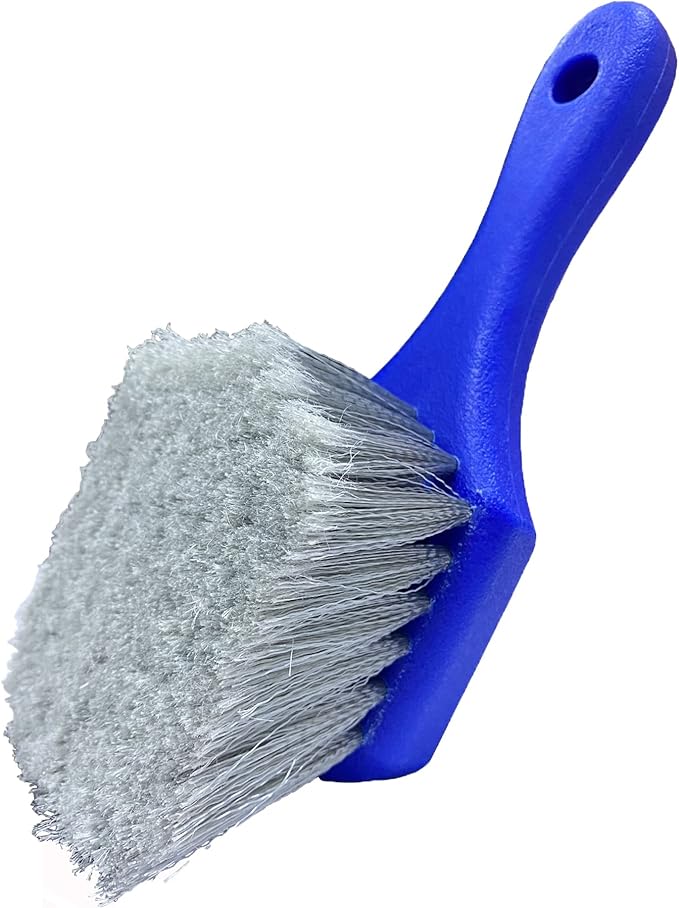 Wheel & Tire Brush for Car Rim, Soft Bristle Car Wash Brush | Car Tire Brush Cleans Tires & Releases Dirt and Road Grime, Short Handle Wheel Brush for Easy Scrubbing Blue