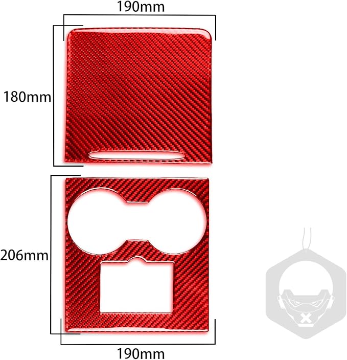 Red Real Carbon Fiber Trim for Tesla Accessories | for Model 3 2017-2022 / Model Y 2020-2024 Center Console Decoration Panel Sticker Interior Thick Overlay Decal - A