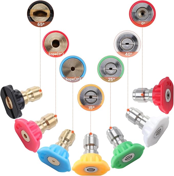 Pressure Washer Tips Rotating Turbo Nozzle, 4000PSI Max Power Washer Accessories Parts, with 7pcs Spray Jet Nozzles Kit Attachment&1/4 IN Quick Connector, for Cleaning Concrete, Brick Surface