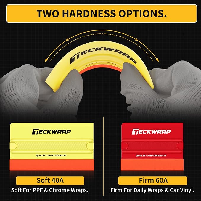 TECKWRAP Felt Squeegee for Vinyl Wrap Window Tint, Soft/Hard | Pro Car Wrap Tool Kit with 2 Hardness Levels Scratch-Free Tool for PPF, Decal, Inkjet Sticker Paper & Wallpaper DIY Projects