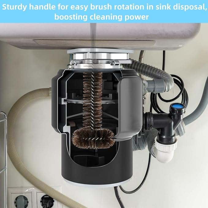 Garbage Disposal Brush and Cleaner with Extra Long 15" Handle Effortlessly Remove Residue,and Build-Up Universal Fit for All Disposal Units