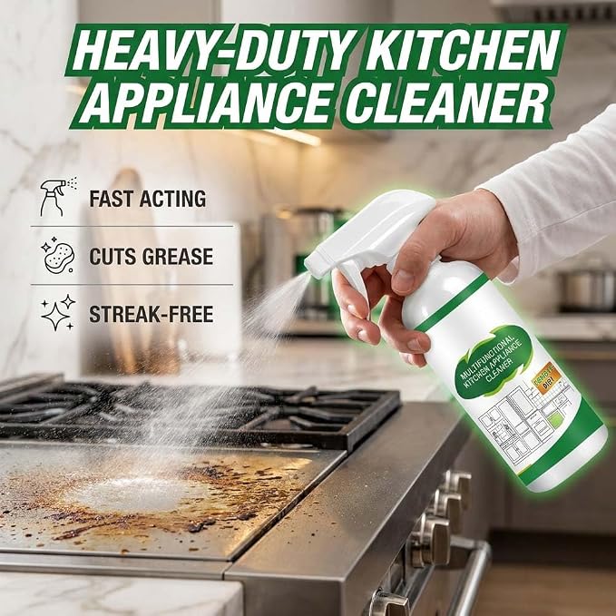 Heavy-Duty Kitchen Oil Remover Spray, Fast No-Scrub Oil Stain Remover, Kitchen Appliance Cleaner for Cooktop, Oven, Stove & Range Hood (2)