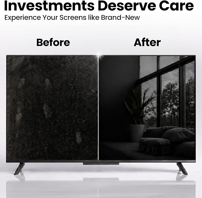 EVEO® TV Screen Cleaner Spray (Streak-Free) TV Screen Cleaner for Smart TV, LCD, LED, OLED | Computer Screen Cleaner Spray and Wipe Microfiber Cloth for TV, Monitor, Laptop, iPad, Car, Tesla & More