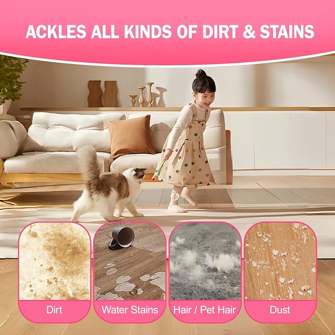 6 Pack Reusable Mop Pads Compatible with Swiffer Sweeper, Dry Sweeping Cloths & Wet Mopping Cloths - Microfiber Mop Pads for Hardwood Floors, Floor Cleaning, Wood Floors (Pink)