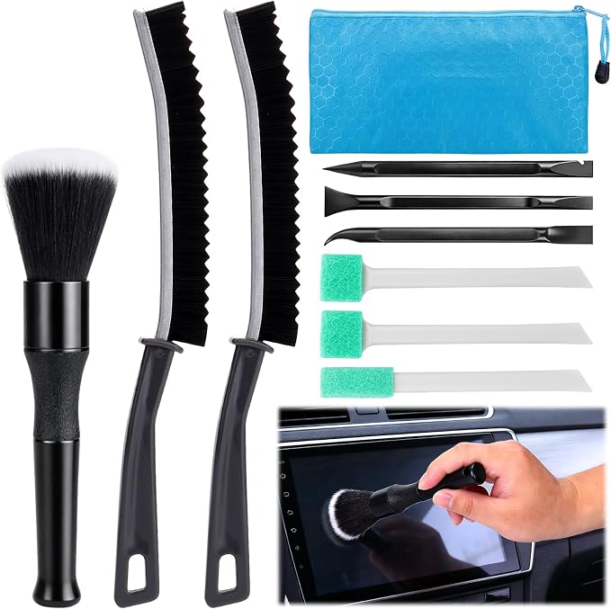XANGNIER Car Detailing Kit Interior,Car Interior Cleaner Brush Set,10 Pcs | Car Care Detail & Cleaning Supplies Accessories Kits Tool,Suitable for Auto,SUV,Truck,Sedan,Dashboard,Panel,Viking