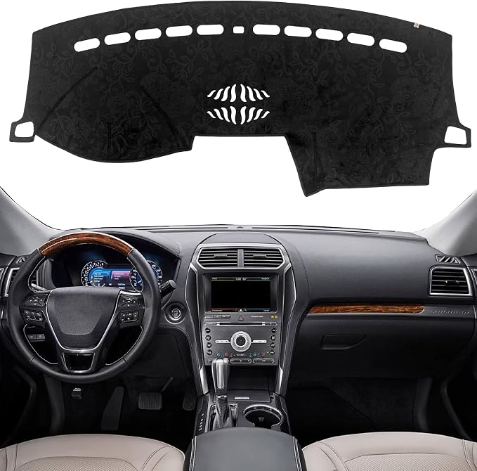 Dashboard Cover Dash Mat Fit for Fo-rd Explorer 2019-2011 (Without HUD Models),Car Dash Board Mat Anti-Glare Carpet,Non-Slip Pad Sunshield Protector (Flannel)