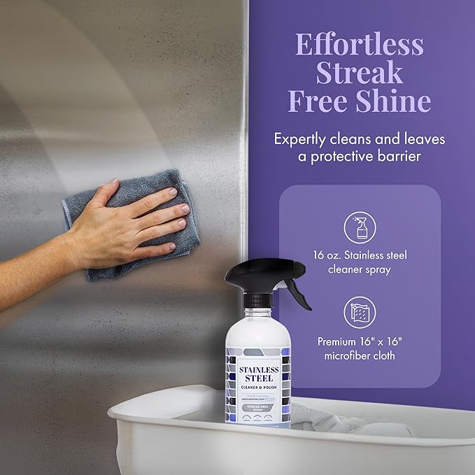 Therapy Stainless Steel Cleaner and Polish, Lavender Scent, Sink Cleaner | 100% USDA Biobased. Removes fingerprints & residue. Safe for sinks, grills & appliances. Lavender essential oil scent.