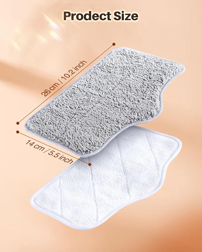 6 Pack Steam Mop Pads, Compatible with KS-7883/KS-7880 | Washable Reusable Microfiber Pads, 2 Material Types, Deep Cleaning for Hard Floors and Carpets