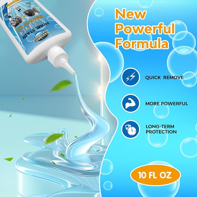 Mold Stain Remover Gel, Washing Machine Cleaner for Front Loader Washer Gasket Rubber Seal Home Stain Removal Gel for Grout, Caulk, Shower, Bathroom, Refrigerator, Bathtub Cleaning Solution 10 Fl Oz