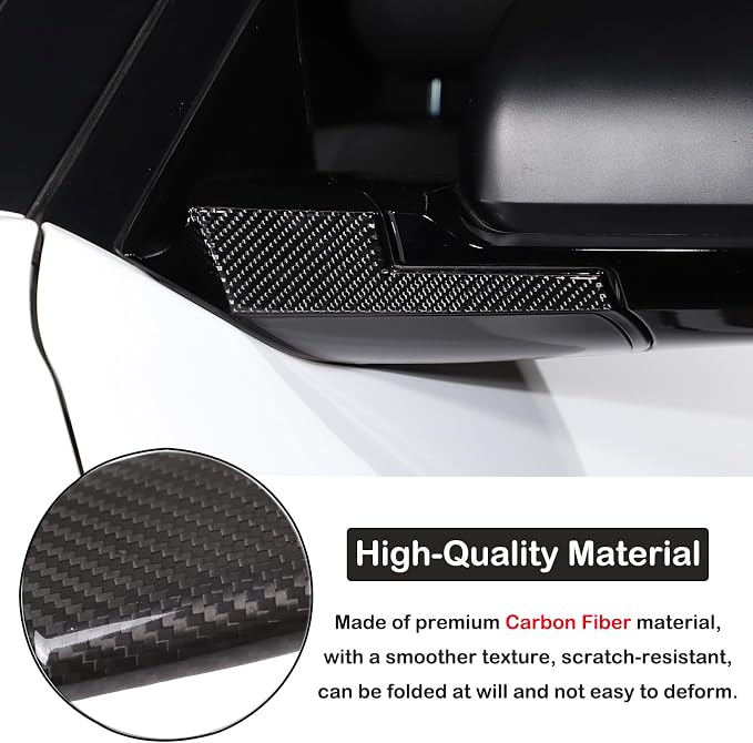 Aunginsy Car Rear View Mirror Collision Avoidance Anti-Scratch Trim Sticker Compatible with Toyota Tundra/Sequoia 2022-2024 Real Carbon Fiber Decorative Sticker Protection Cover Exterior Accessories
