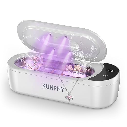 KUNPHY 48kHz Ultrasonic Jewelry Cleaner, Ultrasonic Cleaner | 2026 Upgraded Design, 400ml Tank, 2 Digital Timers, Touch Operation, for Eyeglasses Watches Silver Gold Diamond Rings