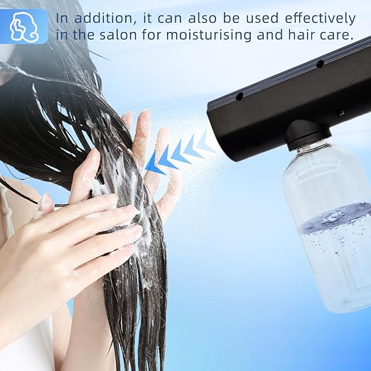 Blue Light Electrostatic Sprayer Handheld Nano Mist Sprayer Black | Disinfectant Fogger with 300ml Large Capacity, Rechargeable Atomizer for Home Office Car Air Refresh Multipurpose Portable