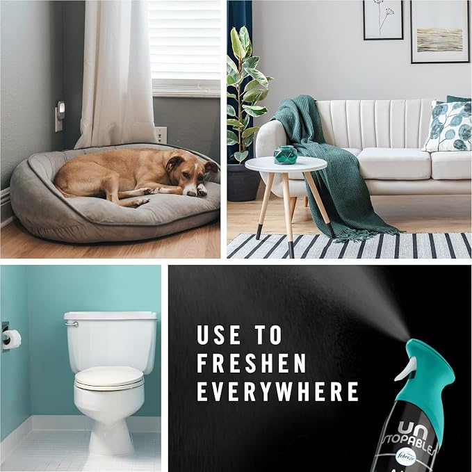 Febreze Air Mist Air Freshener Spray, Odor-Fighting Room Spray, Air Fresheners for Home and Bathroom and Kitchen, Aerosol Can, Unstopables Fresh Scent, Multicolor, 8.8oz (Pack of 3)
