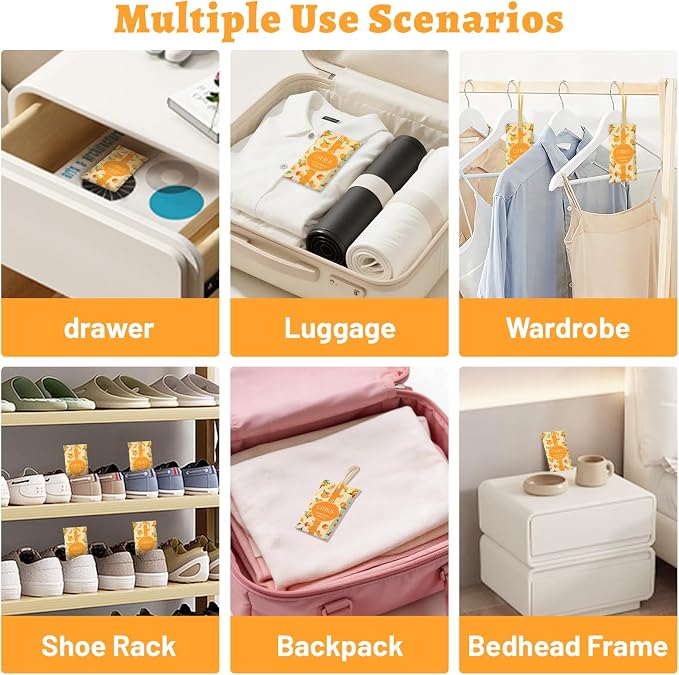 STRN Scented Sachets for Drawer and Closet, Citrus Scent 14 Packs for Home | Long-Lasting Sachets, Small Space Air Freshener for Wardrobes