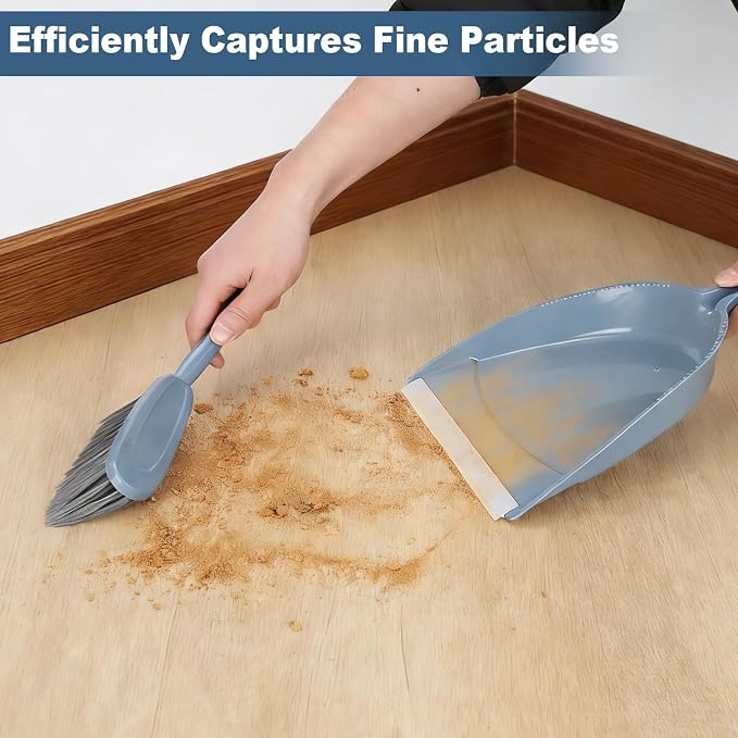 Hand Broom and Dustpan with Squeegee,Mini Dust Pan and Brush Set with a Scraper for Quick Cleanups,3-Piece Wall Mountable Cleaning Tools for Particles,Little Messes,Hair,Crumb