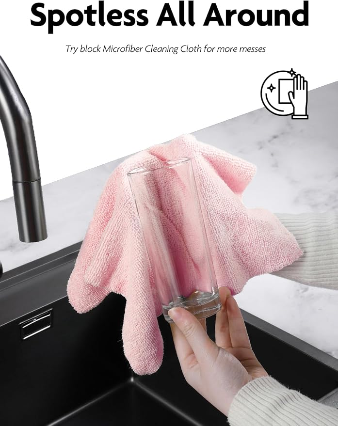 Fantasticlean Microfiber Cleaning Cloth Roll- 60 Sheets,12" (Pink,Lavender) | Super Absorbent, Lint-free, Tear-away Microfiber Towel Roll, for All-Purpose Cleaning, Reusable Alternative to Paper Towels