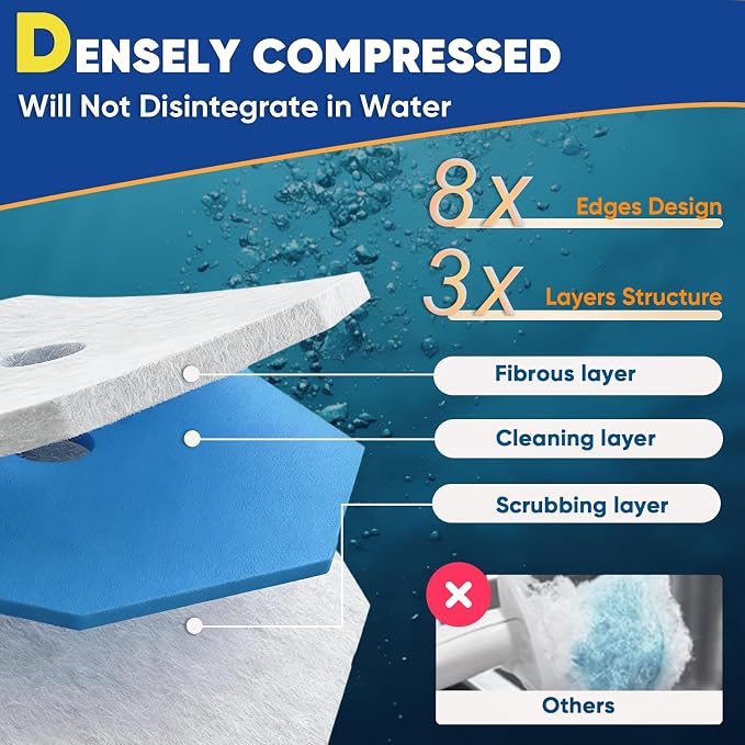 60Ct Disposable Toilet Brush Refills, Toilet Bowl Cleaner Refills, Bathroom Cleaning, Disposable Prefilled Cleaning Scrubbers, Compatible with Most Toilet Brushes