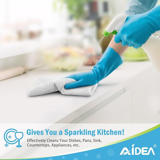 AIDEA White Microfiber Cleaning Cloth-12PK, Cleaning Rags 12"x 12" Reusable | Microfiber Towels for Cars Lint Free, Absorbent Microfiber Rags, Kitchen Towel Dusting Cloth, Dish Rags for Home/Window