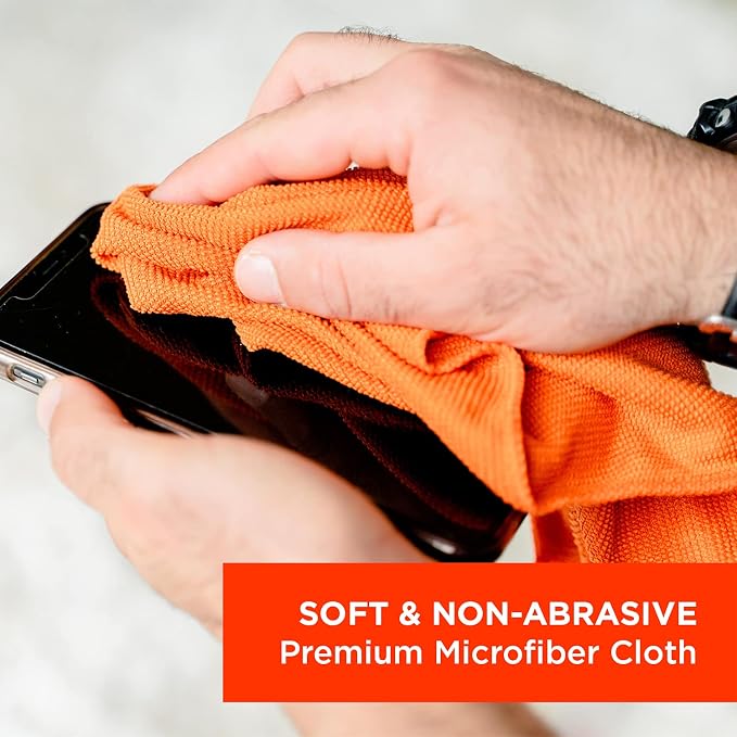 WHOOSH Microfiber Cleaning Cloth, 3 Pack, 14 x 14 in, Orange | Suitable for TV, Car Screen, Computer, MacBook and Watches, Machine Washable