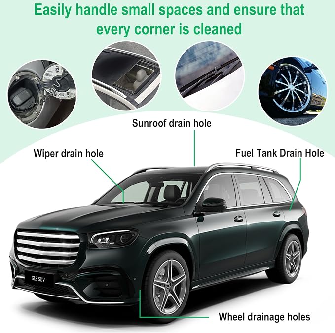 ecocstm Auto Sunroof Drain Cleaning Tool, 120 Inch Flexible Drain Brush | Sunroof Drain Cleaner with Pipe Cleaning Brush, Injector Hose and Crevice Brush, Cleaning Tool for Drains, Sewers, Windshield
