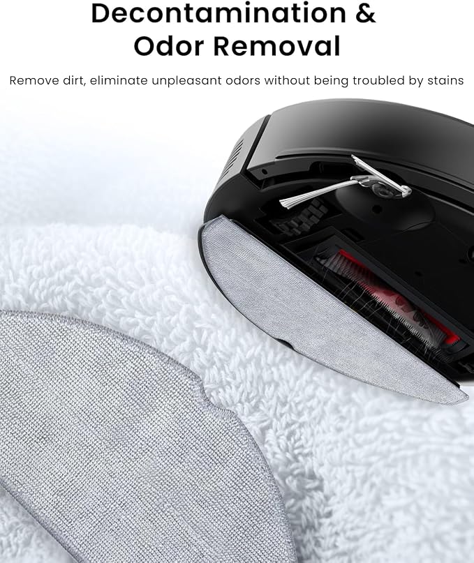 4-Pack Microfiber Mop Cloths for Roborock Q7 M5 / Q7 M5+ / Q7 L5 / Q7 L5+ Robot Vacuum Cleaner – Reusable Washing Mopping Cloths Pad Mop Pad Replacement Accessories for Efficient Floor Cleaning