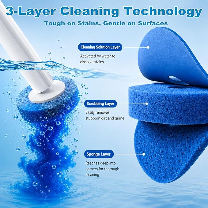 Disposable Toilet Brush, Toilet Bowl Cleaner Brush with 24 Wand Cleaner Refills, Wall Mounted Toilet Brush and Holder Set for Bathroom Deep Cleaning and Hygienic