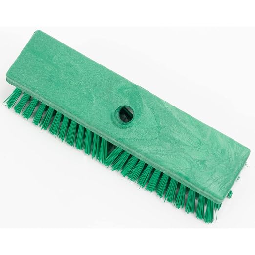 SPARTA Plastic Floor Scrub Brush, Brush Head Only, Deck Brush with ACME Standard Thread Fitting for Deck, Industrial Kitchens, and Hospitals, 10 Inches, Green, (Pack of 6)