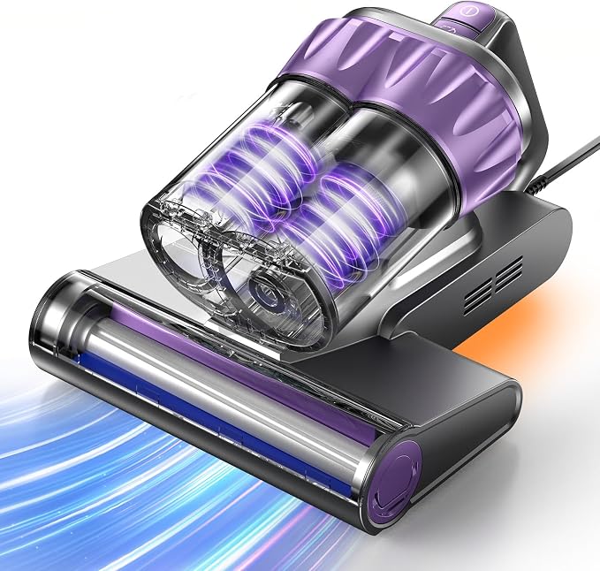Bed Mattress Vacuum Cleaner - 20 kPa Suction,150°F Heat,Aroma,253.7nm UV-C | Smart Dust Sensor,40800RPM Roller Brush,Ultrasonic,500W Powerful Handheld,HEPA Filter,for Bed,Sofa,Couch