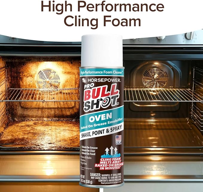 Bull Shot Oven Pro, AS SEEN ON TV, Cling Foam Melts Away Baked-On Grease, Char & Food In Minutes, Professional Strength, Shake, Point & Spray, Made in the USA, Ovens, Racks, Drip Pans & Broilers
