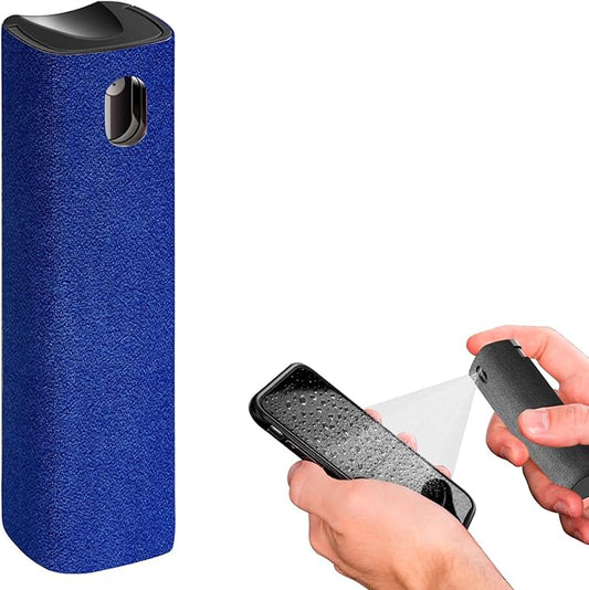 IO CLEAN Mini Screen Cleaner Spray – Finger Proof Screen Cleaner for | Smartphones, iPads, MacBooks, Laptops, Car Screens, Touchscreens – 3in1 Mist Cleaner, Microfiber Cloth and Cover (Navy Blue)