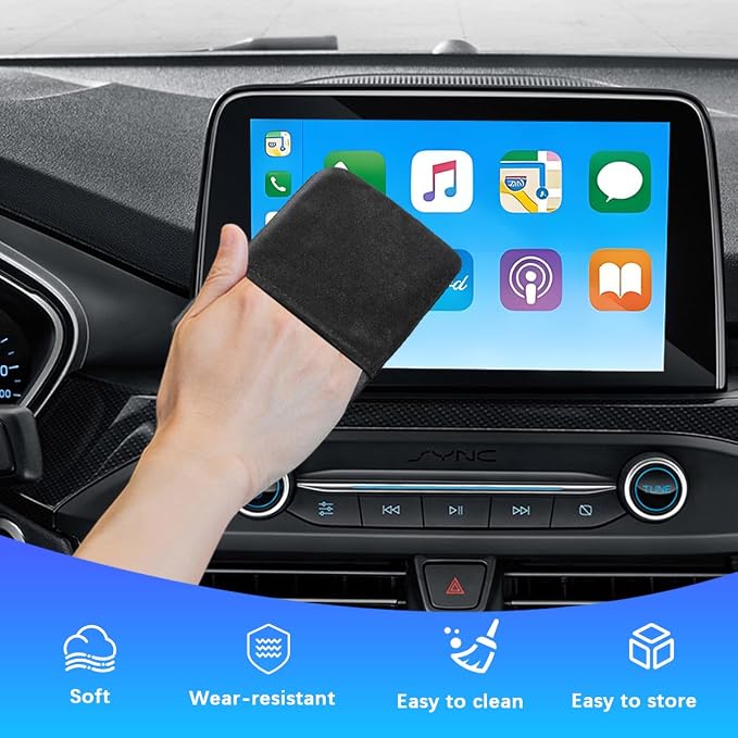 Car Screen Cleaner, Microfiber Cloth Vehicle Touchscreen Cleaning Wipes, Foldable Automotive Interior Cleaning Pad Accessory for Dashboard LCD Display, Fit for Truck SUV RV (Rectangle/Gray)