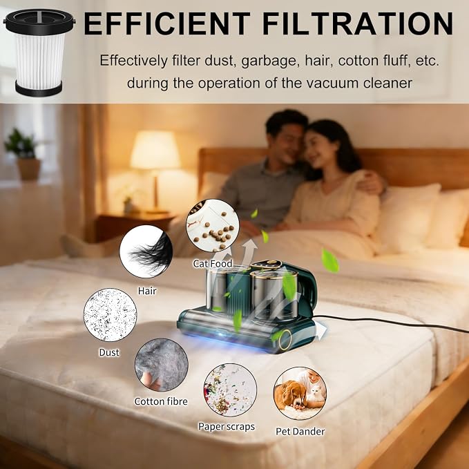 Replacement Filter Compatible with CFBF LW-P1018 Mattress Vacuum Cleaner | 4 Pack High-Efficiency Dust Removal‌ Washable and Reusable Bed Vacuum Cleaner HEPA Filter