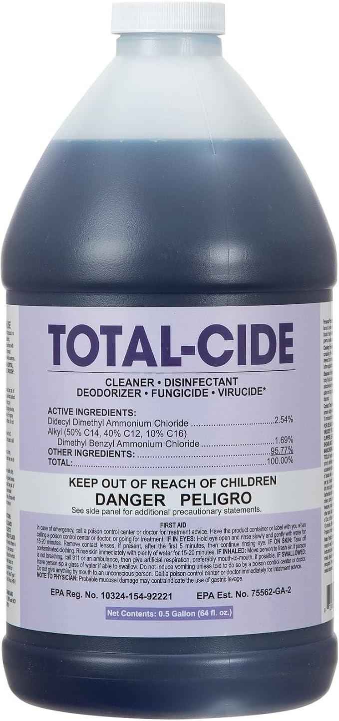 ForPro Total-Cide Disinfectant Solution, 2X Concentrated Formula, Hospital Grade Sanitizer & All Purpose Cleaner, 64 Fl Oz