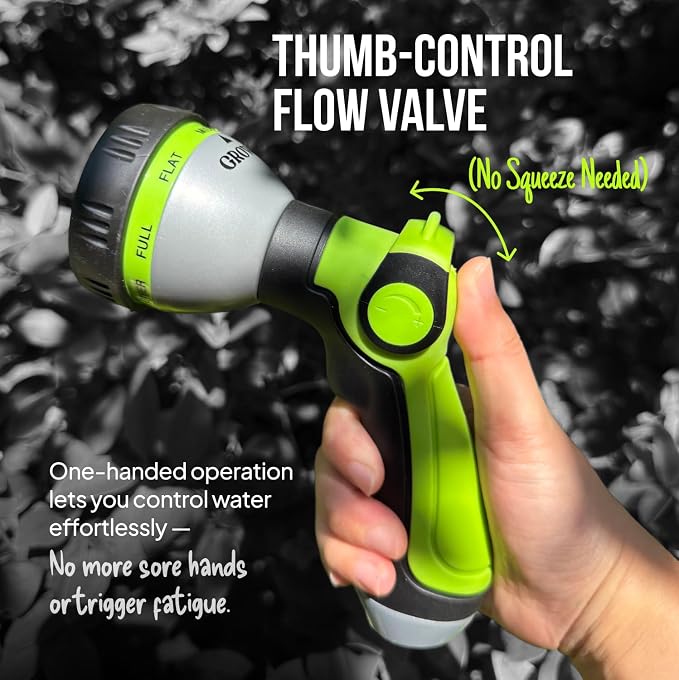 Garden Hose Nozzle – 8-Pattern Hose Sprayer with Thumb Control – Watering Tool for Garden, Car Wash, Lawn Care & Pet Shower