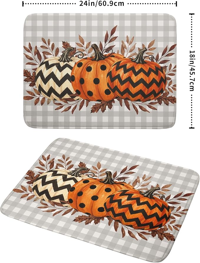Halloween Dish Drying Mat for Kitchen Counter Pumpkin Brown Leaves Festival Microfiber Absorbent Dish Draining Reusable Washable Foldable Extra Large 18"x24"