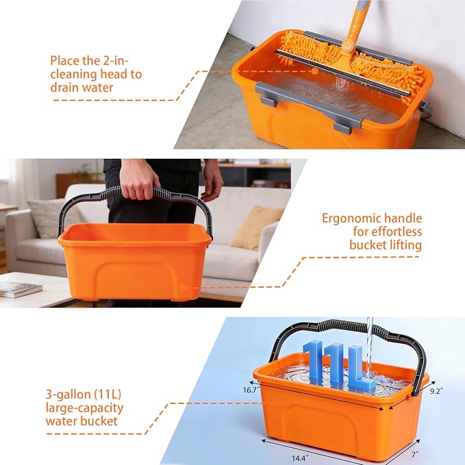 Window Cleaning Kit with 3-Gallon Bucket, 14" Squeegee & 15" Microfiber Scrubber, 78" Extension Pole, All-in-One Window Washing Equipment for Home, Outdoor, Car and Commercial Use