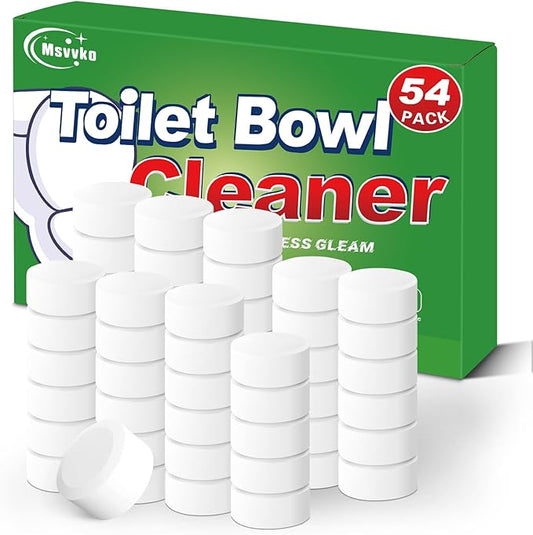 Msvvko Toilet Bowl Cleaners Bleach Tablets 54 PACK, Automatic Toilet Tank Cleaner, Bathroom Cleaner Against Tough Stains, No Scrubbing, Continuous Clean, Sparkling Fresh