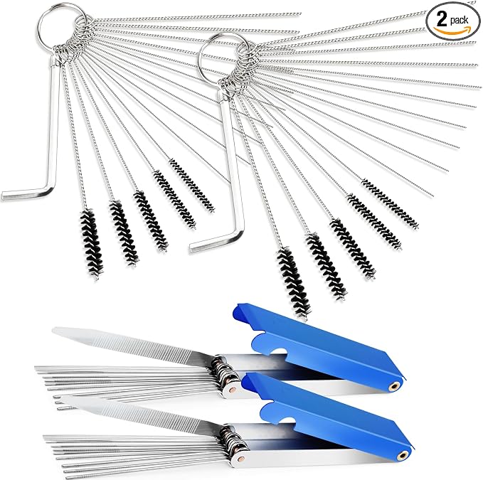 Valchoose Set of 2 Premium Carb Cleaning Kit, Torch Tip cleaner Set Heavy Duty Density Nylon - 304 Stainless Steel 26 Cleaning Set + 10 Nylon Brushes + 20 Cleaning Needles +2 Throttle Wrench