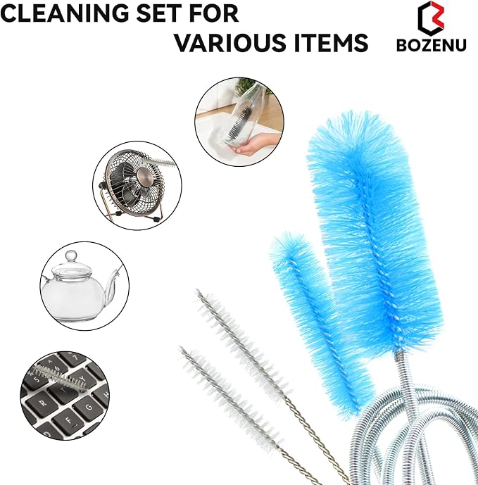 Flexible Drain Brush, 66 Inch Long Double Ended Hose Pipe and 58 Inch Tube Cleaning Brush and 2 Pack 8 Inch Straw Cleaner Brush