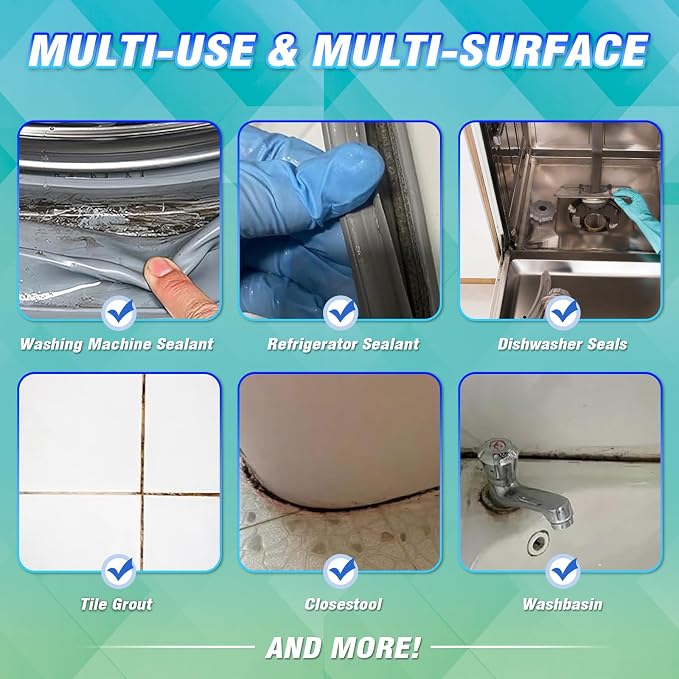 Mold Stain Cleaner Gel, 5.82 Fl oz All-Purpose Gel for Home Use on Washing Machine Gasket, Bathroom Grout, Sink, Shower, Caulk, and Front Loader Seal